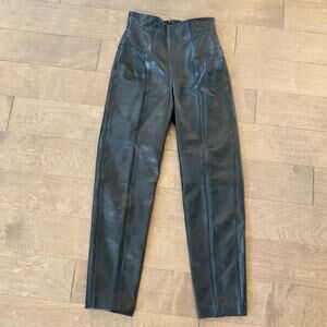 Vintage Michael Hoban North Beach Leather high waisted Black Pants 5/6